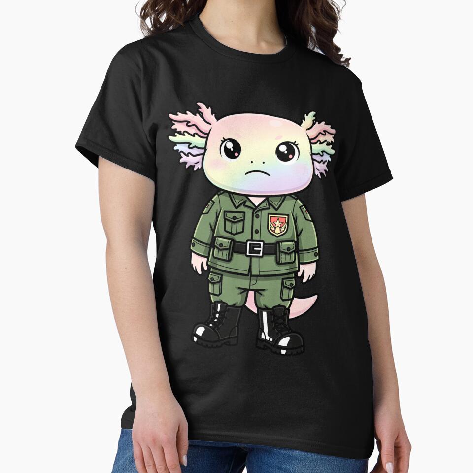 Cute-Serious Army Axolotl – Funny Respectful Military Gift Illustration by ColorSplash123