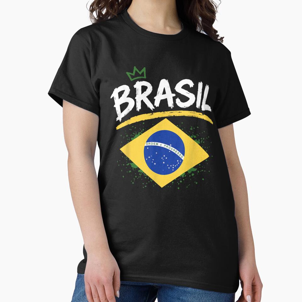 Brasil Flag Diamond Emblem Crown Distressed Paint Splatter Soccer Fan Merch by MassonCalepon