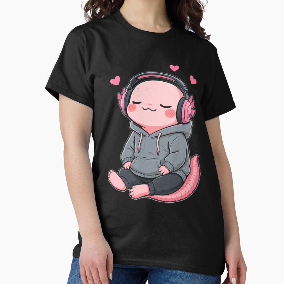 Love Music Axolotl – Lo-Fi Romance Chill Illustration by ColorSplash123