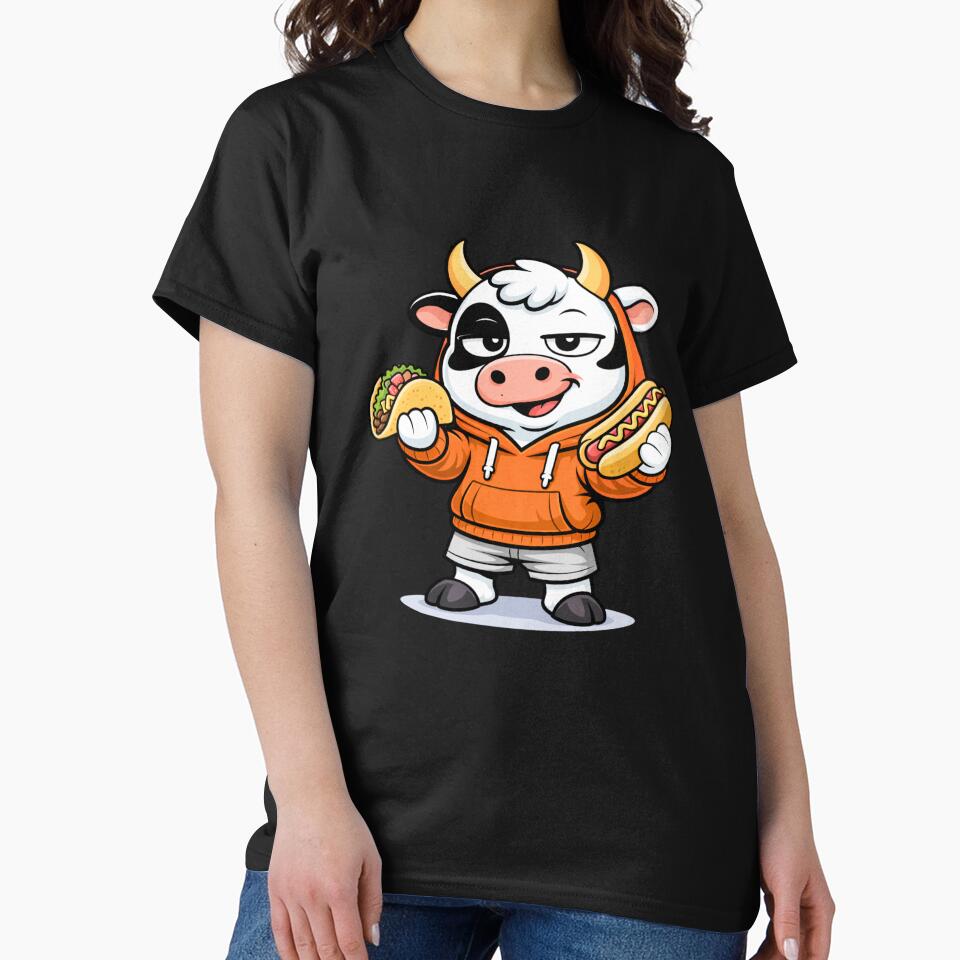 Street Food Boss Cow – Cute Mascot Cartoon | Urban Foodie Design by ColorSplash123