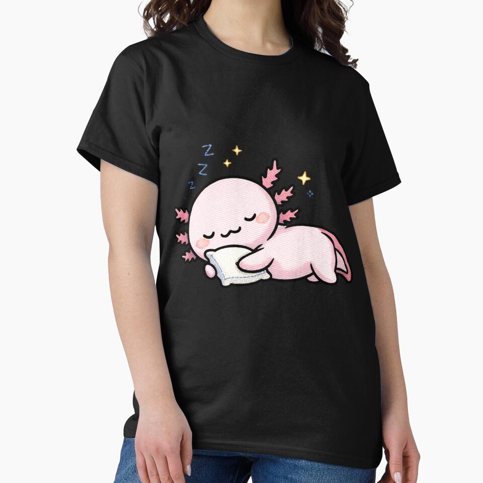 Sleepy Axolotl – Cute Kawaii Sleeping Axolotl Embroidery Style by ColorSplash123