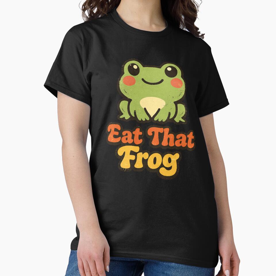 Eat That Frog Retro Frog Motivational Vintage Cartoon by AMICO77