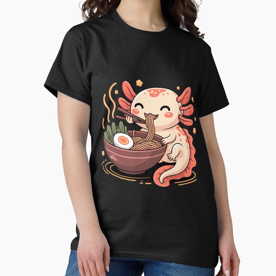 Cute Axolotl Eats Ramen Noodles Axolotls Ramen by sterabamineh