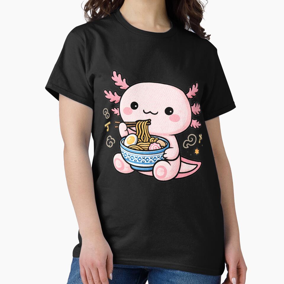 Ramen Lover Axolotl – Cute Kawaii Axolotl Eating Ramen Embroidery Style by ColorSplash123