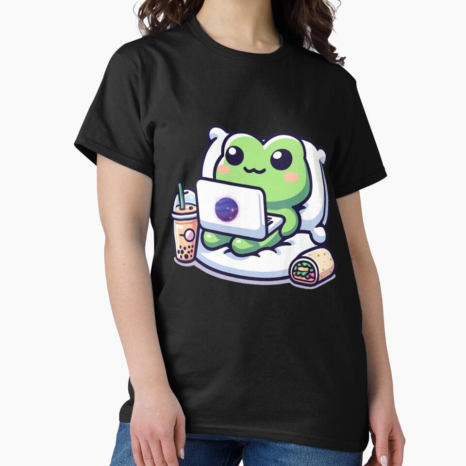 Relaxed Programmer Frog - Cute Cartoon by ATOTI