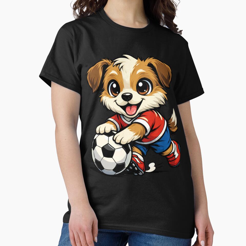 Cute Puppy Soccer Player Cartoon Dog by Tsugraf Designs