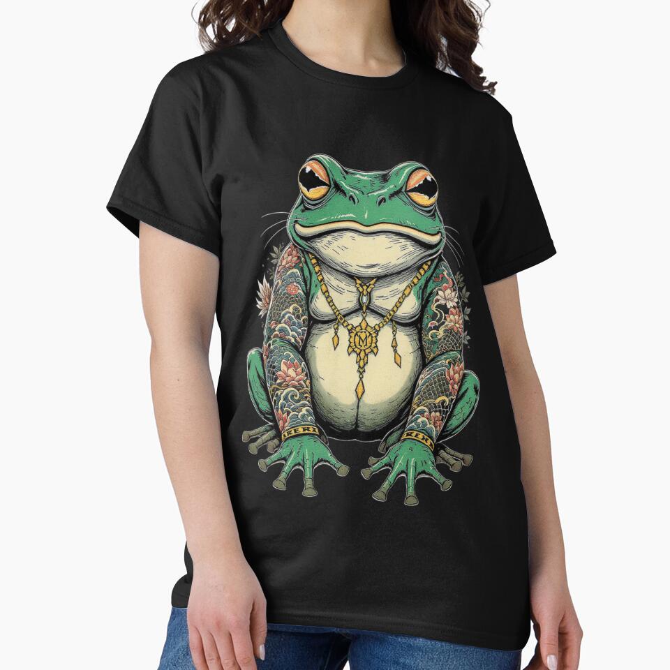 Frog Yakuza Tattoo Illustration | Japanese Irezumi Frog Gangster Art | Dark Vector Design by ColorSplash123