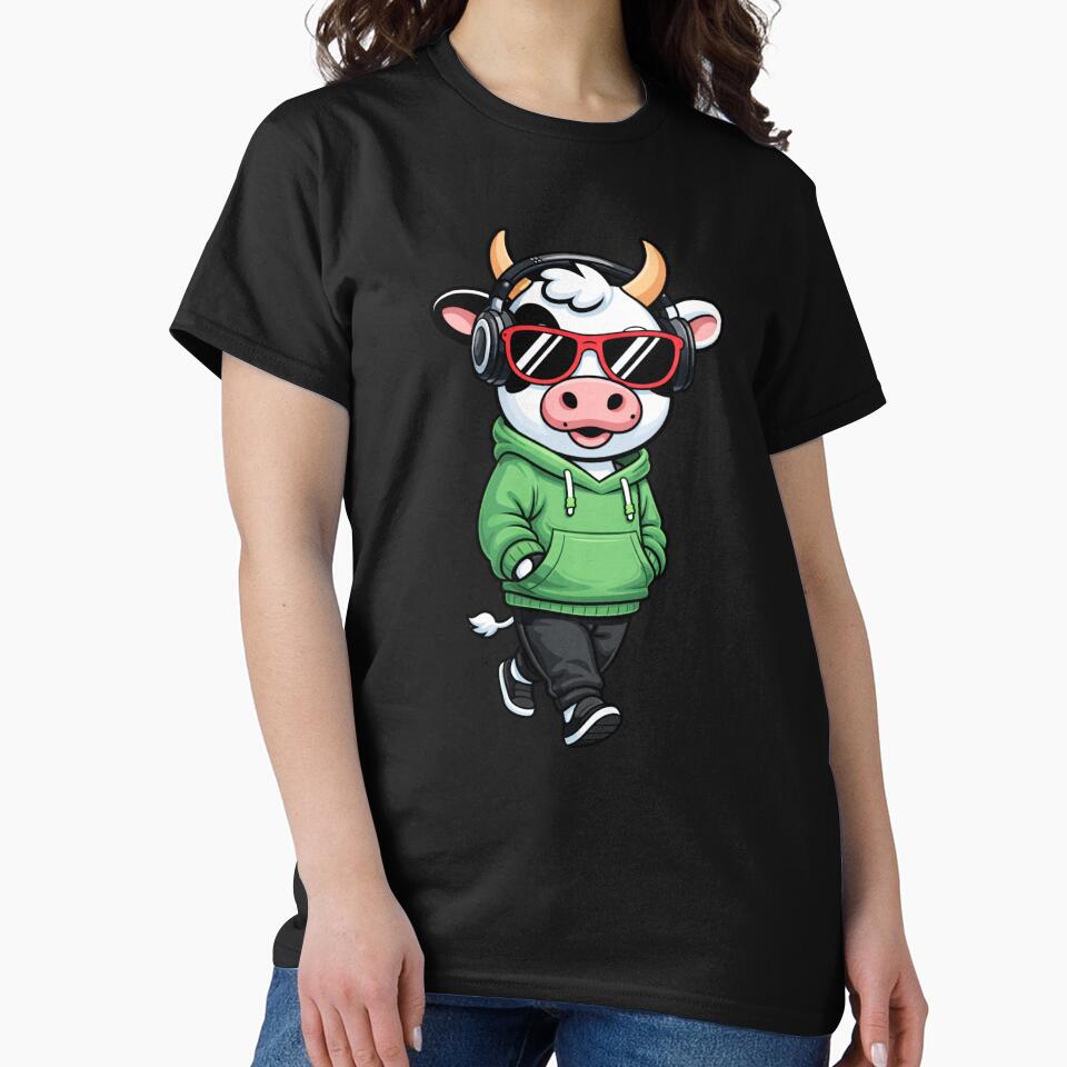 Cool Street Walker Cow – Cute Streetwear Cow in Hoodie | Urban Gen Z Cartoon by ColorSplash123