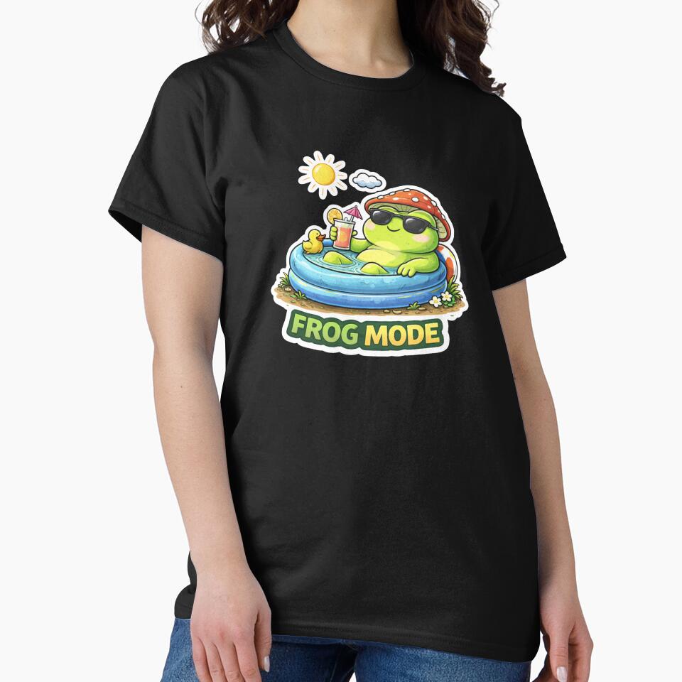 Frog Mode – Funny Chill Frog Summer Meme Sticker by BetcherStudio