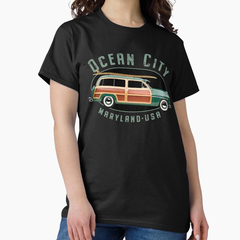Ocean City Maryland Vintage Surfing Design by Futurebeachbum