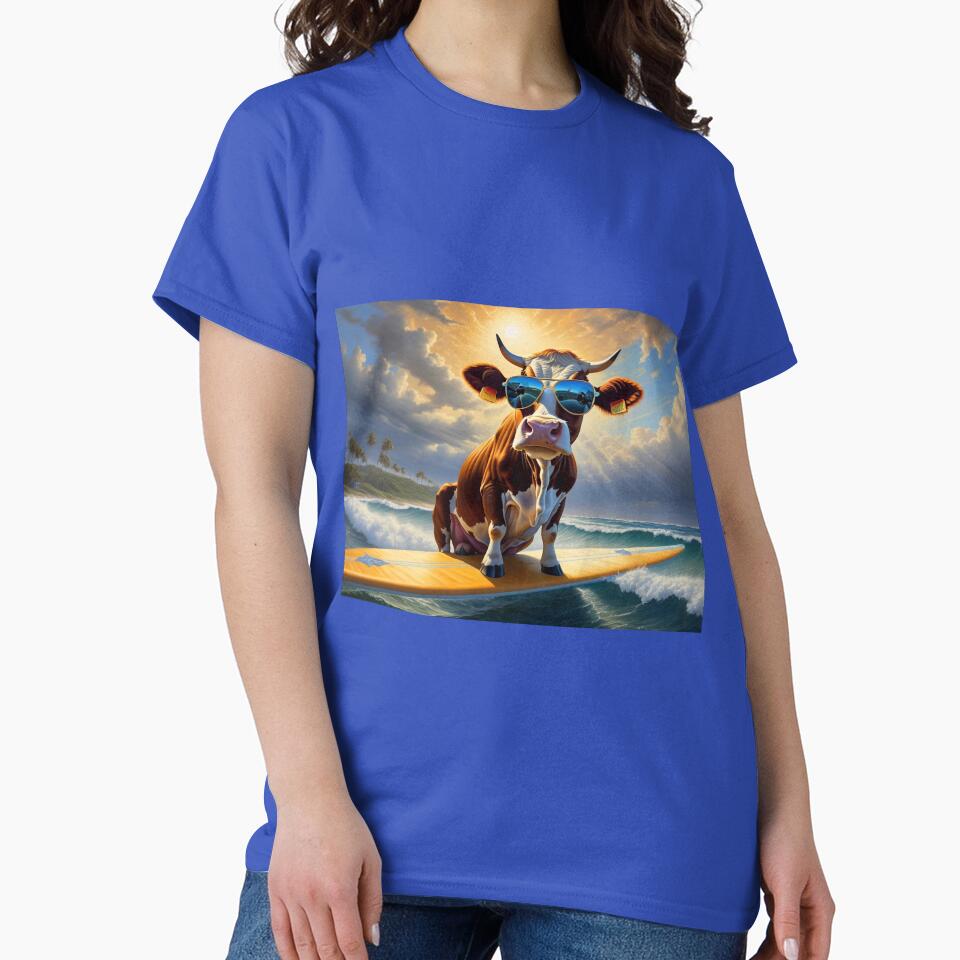 Cow surfing with glasses by M-Y-A-R-T-
