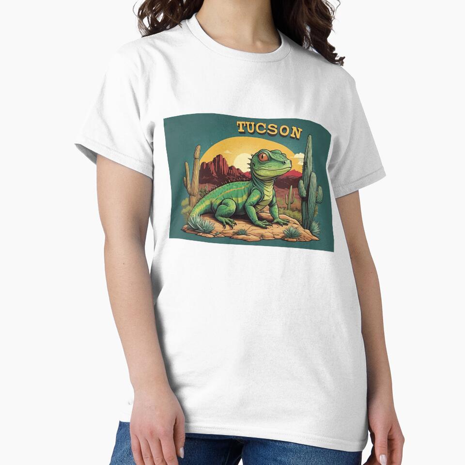 Tucson Desert Lizard on Rock with Saguaro Cactus by Moriarty's Digital Visions