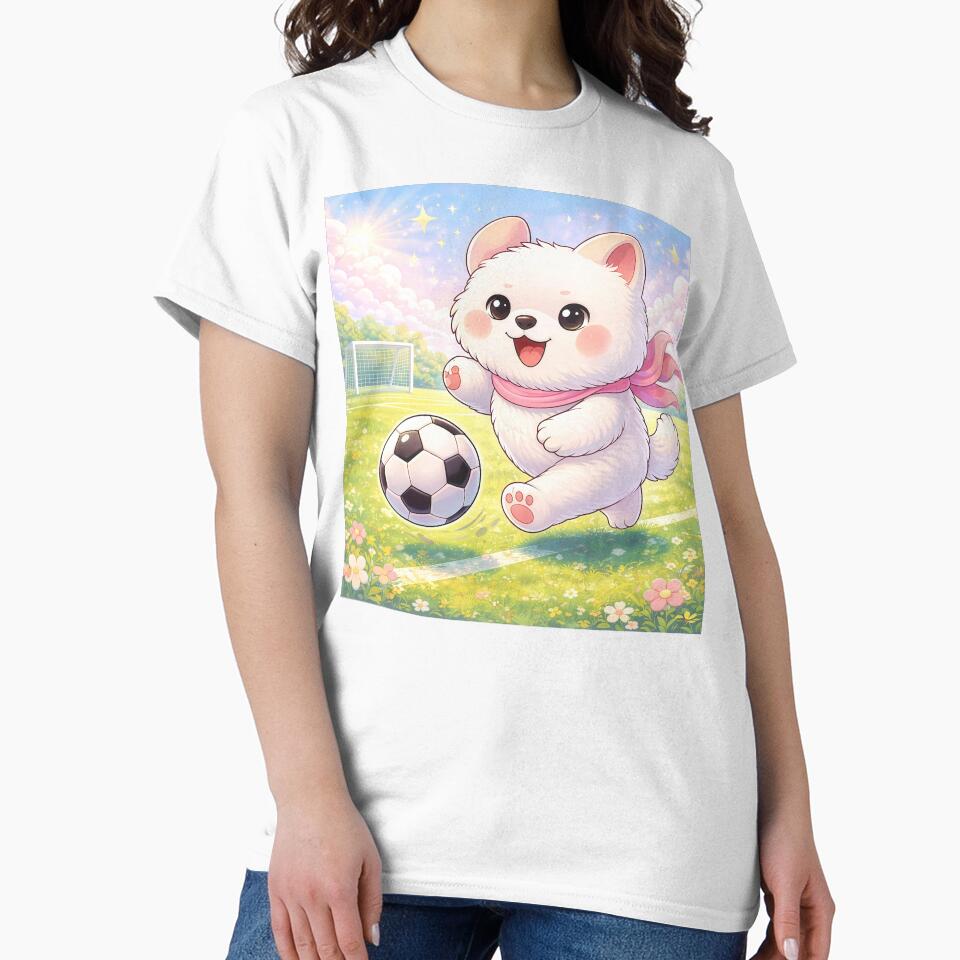 Cute Soccer Puppy Playing Football | Kawaii Dog Sports Cartoon Illustration by Furfolkz