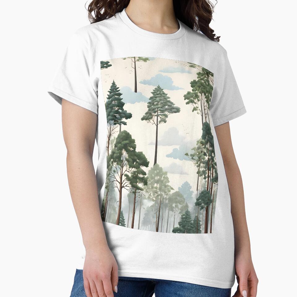 Serene Forest Scene with Tall Trees and a Clear Sky: A Tranquil Escape by Best-Art-32