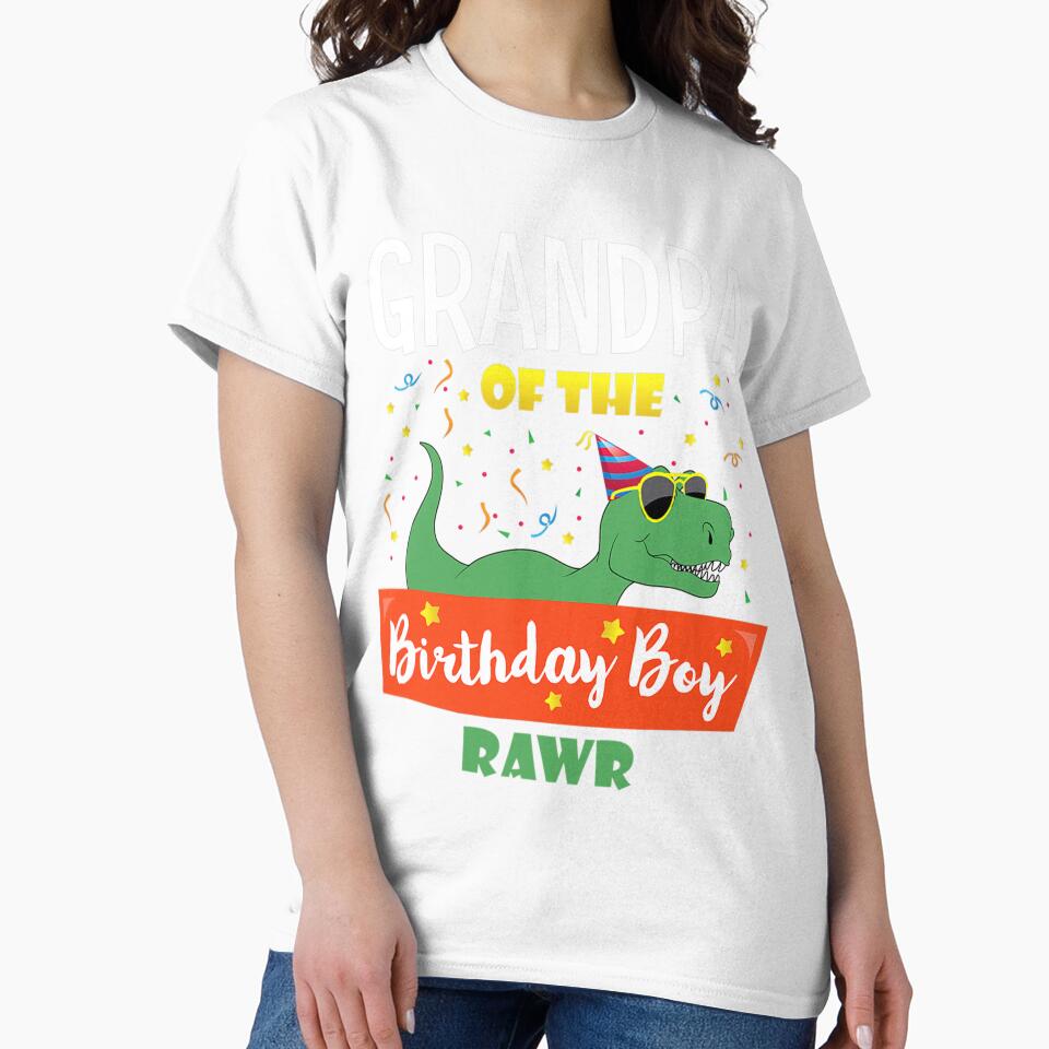 Grandpa of the Birthday Boy Shirt Dinosaur Grandparent Tees by greatblackboard