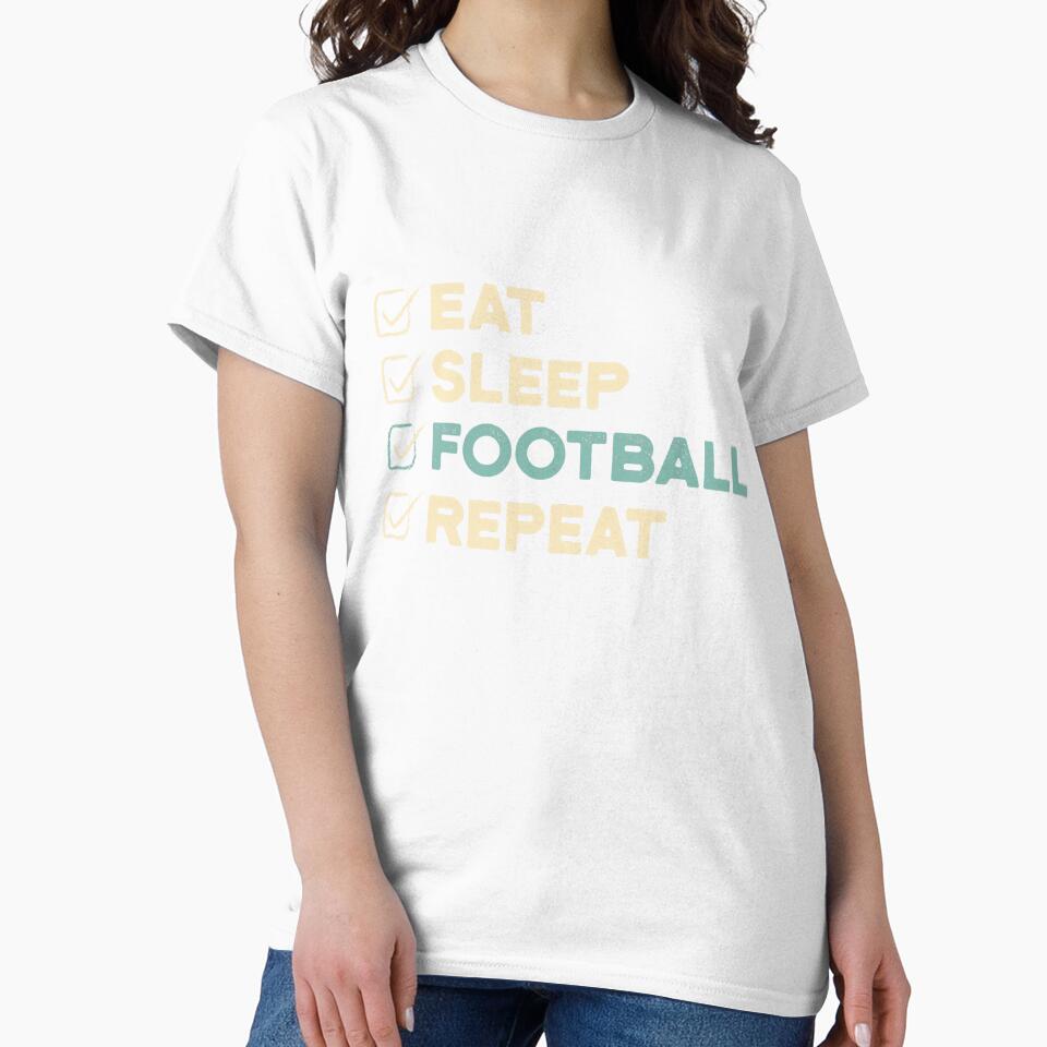 Eat Sleep Football Repeat Funny Retro Footballer by GabrieSketcham