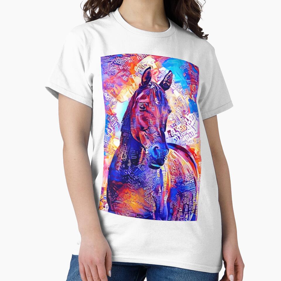 Colorful Arabian horse portrait in blue and violet by NickoPrints