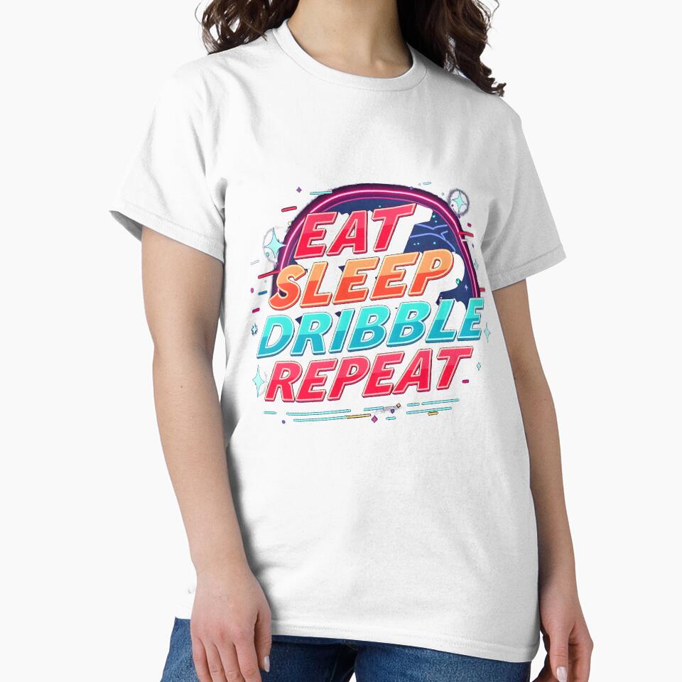 Multi Colored Funny Soccer Eat Sleep Dribble Repeat Meme by MimsTees