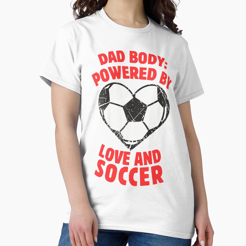 Dad body powered by love and soccer Funny Soccer Ball Heart by MotivaChic