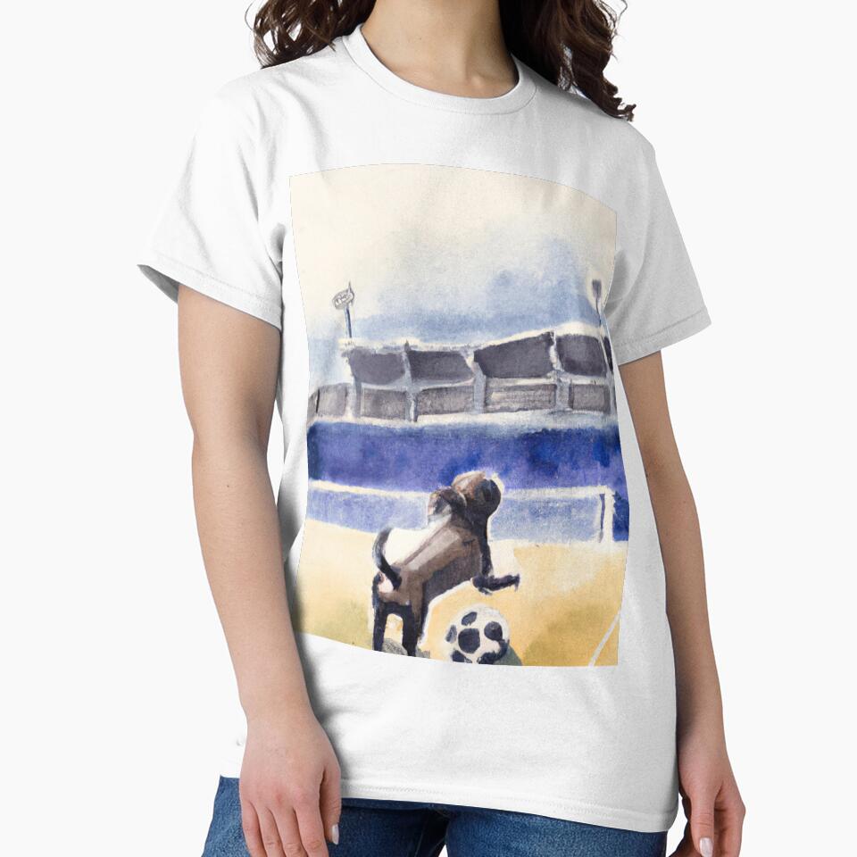 Dog playing soccer at the stadium-Edited AI generated art by Frostp
