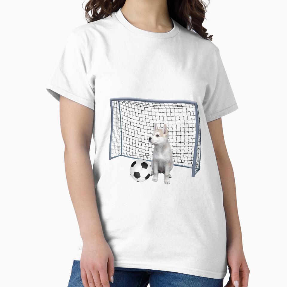 Husky Puppy Dog - Football soccer goal by Move-Art