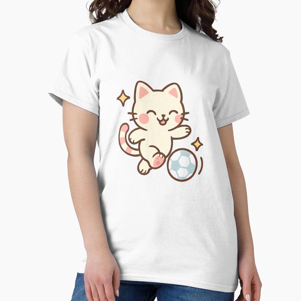 Kawaii Soccer Cat Cute Cartoon Design by RonBear-Designs