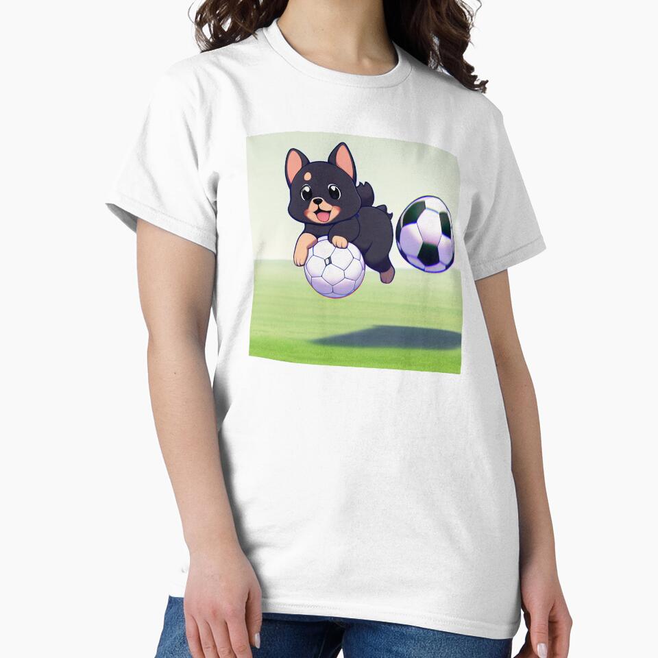 Cute Puppy Holding Soccer Ball by BAYFAIRE