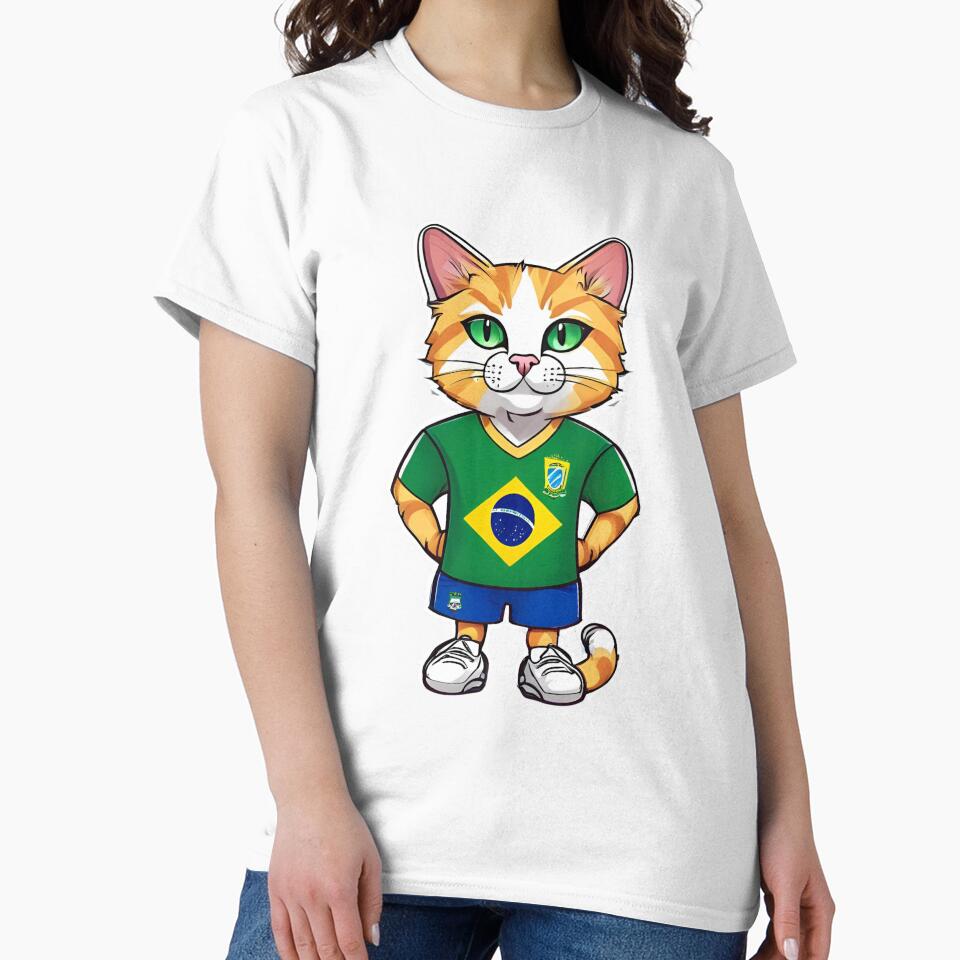 BRAZIL Sports Team: a Cat wearing colours of Brazilian Flag D08 by PerfectDay2Play
