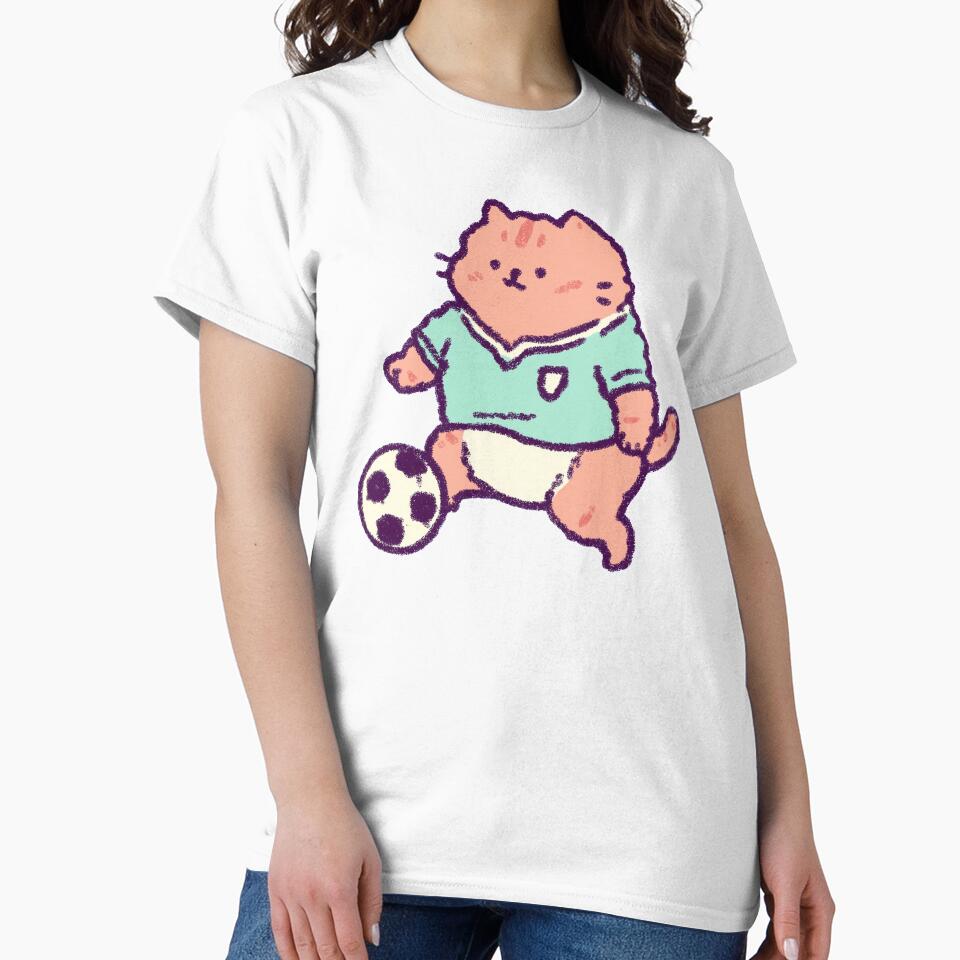 Soccer Football Cat, pastel crayon player illustration by Magnificent Lizard
