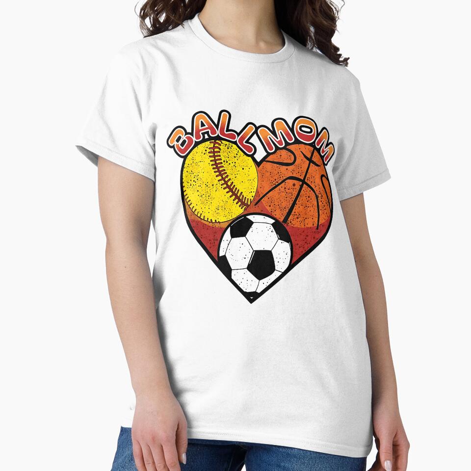 Ball Mom Heart Design Softball Basketball Soccer Sports by ArtDesignTp