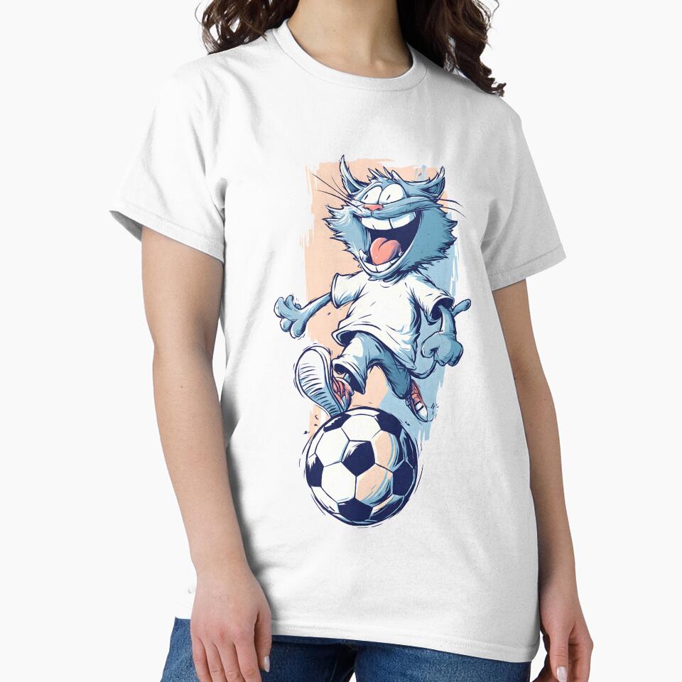 Funny Soccer Cat – Cartoon Football Cat Art by Rosomyat Design
