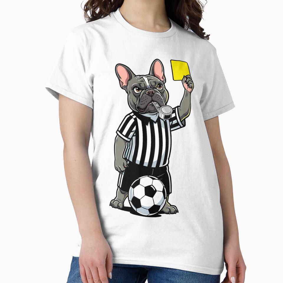 The Armchair Referee - Funny French Bulldog Soccer Match Day Art by frenchiesociety.co