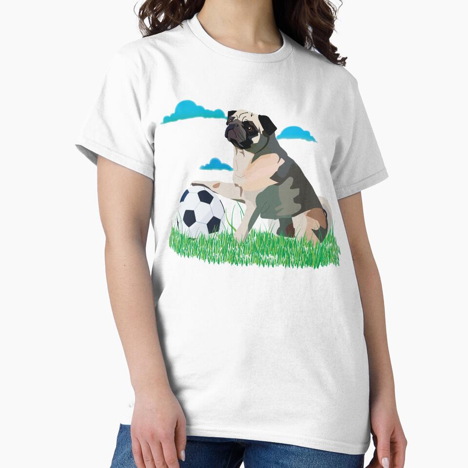 Cute Pug Playing Soccer – Funny Dog Illustration by Alecrat