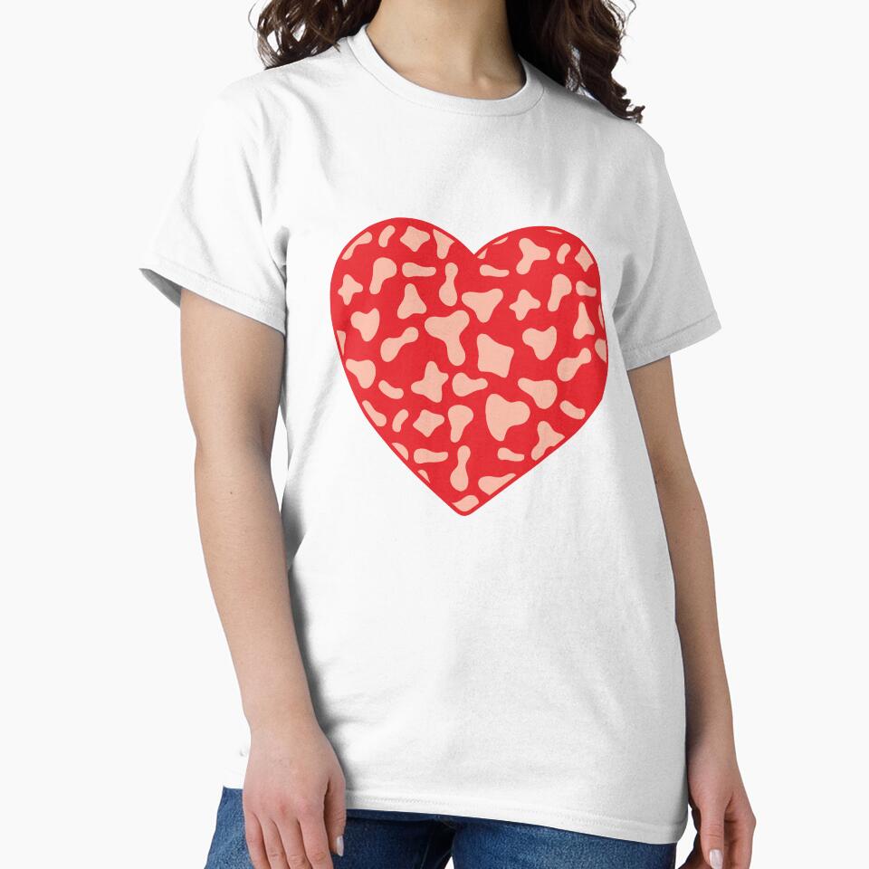 Pink Cow Pattern on Red Cowhide | Red Cow Skin Heart by Cow-Print-Stuff