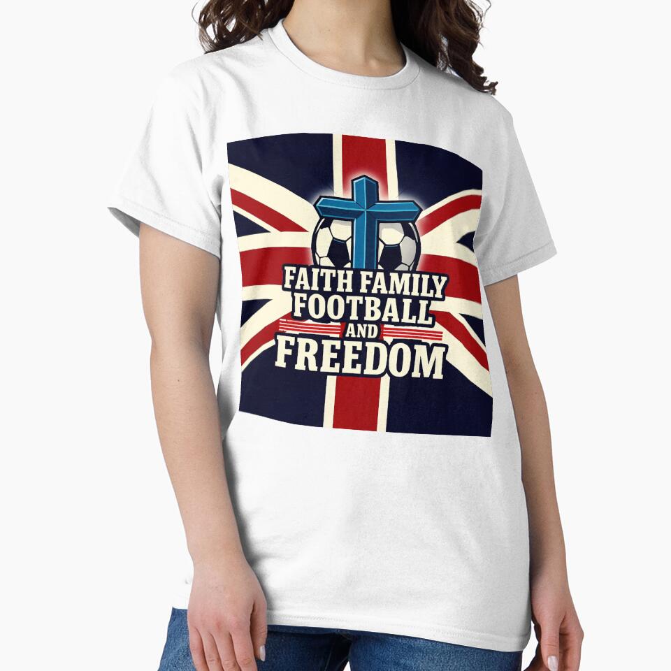 Faith Family Football & Freedom British Union Jack Soccer Cross Design by AnTartstudios
