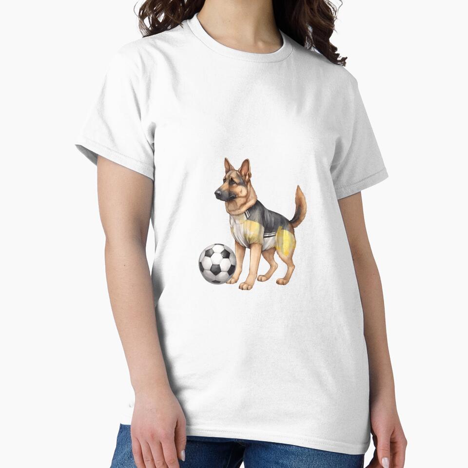 German Shepherd Dog Cute Football Soccer Player Digital Art Design by GSDDESIGNMERCH