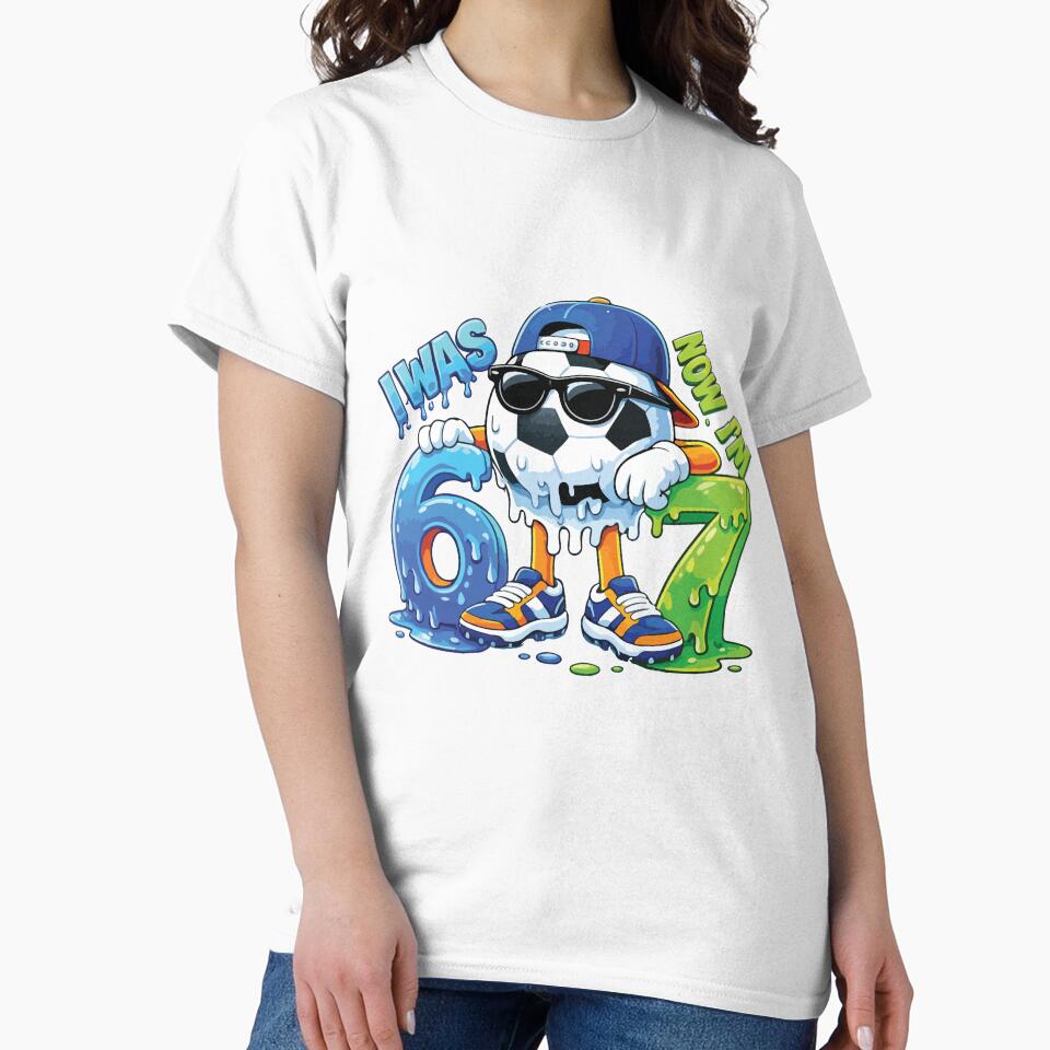 I Was 6 Now I'm 7 Soccer Ball Drip Funny 7th Birthday Boy Design by kiralynstration