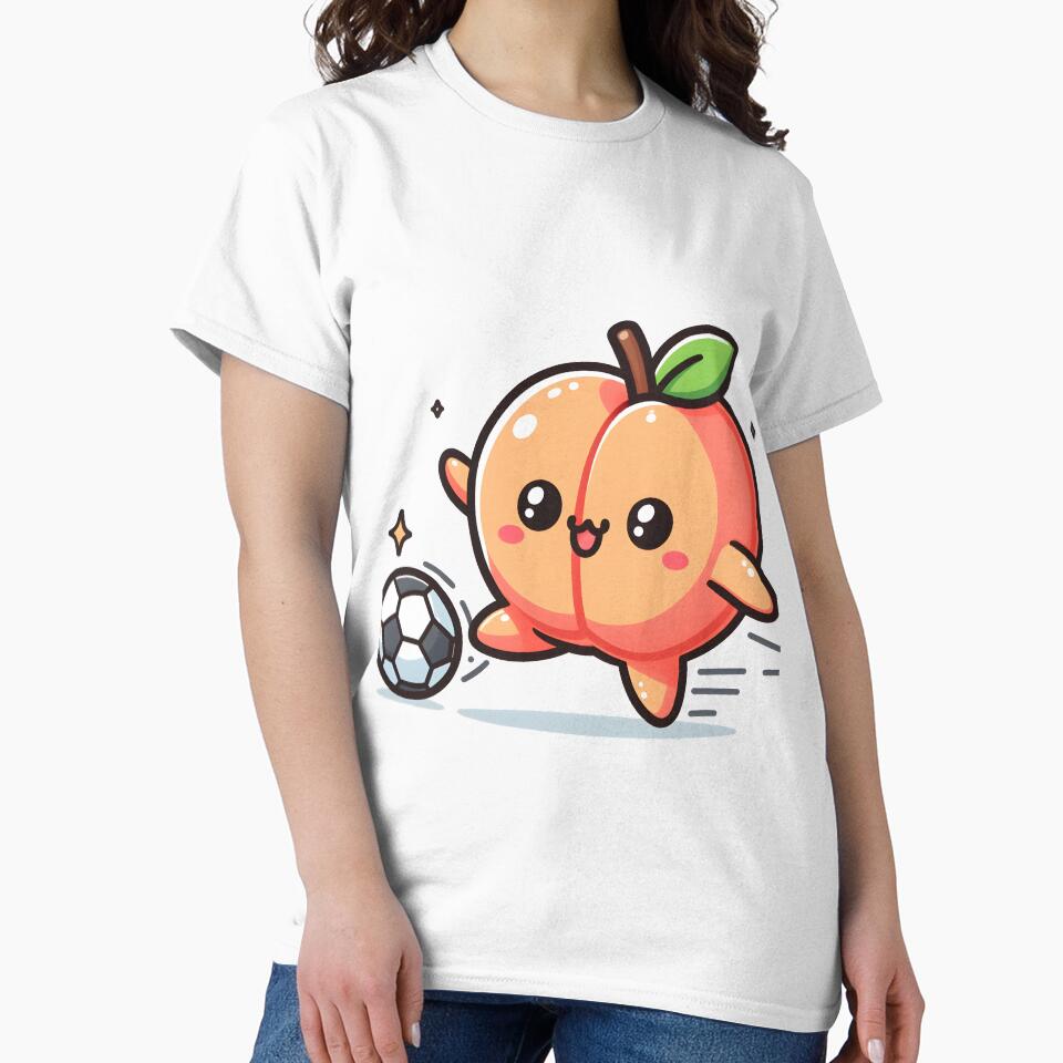 Kawaii Peach With Soccer Shoes Playing Soccer by CanvasCutie