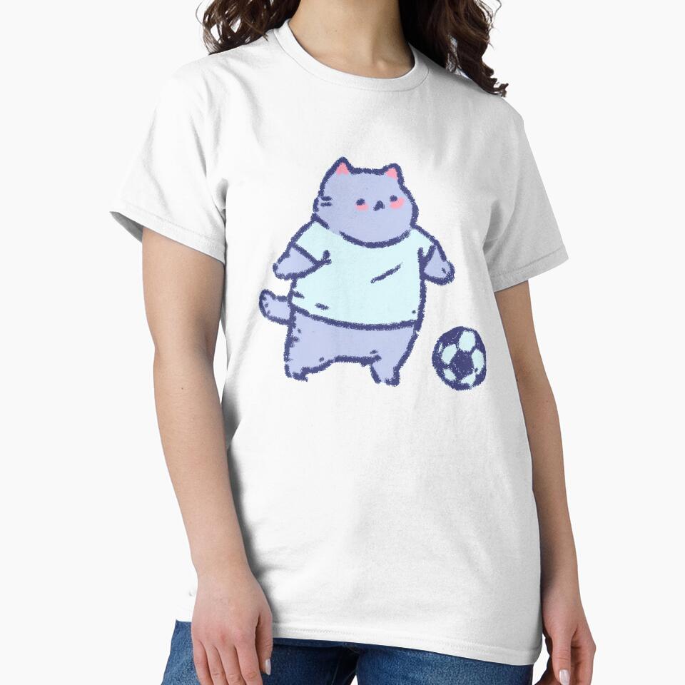 Soccer Football Cat, pastel sketch kawaii illustration by Magnificent Lizard