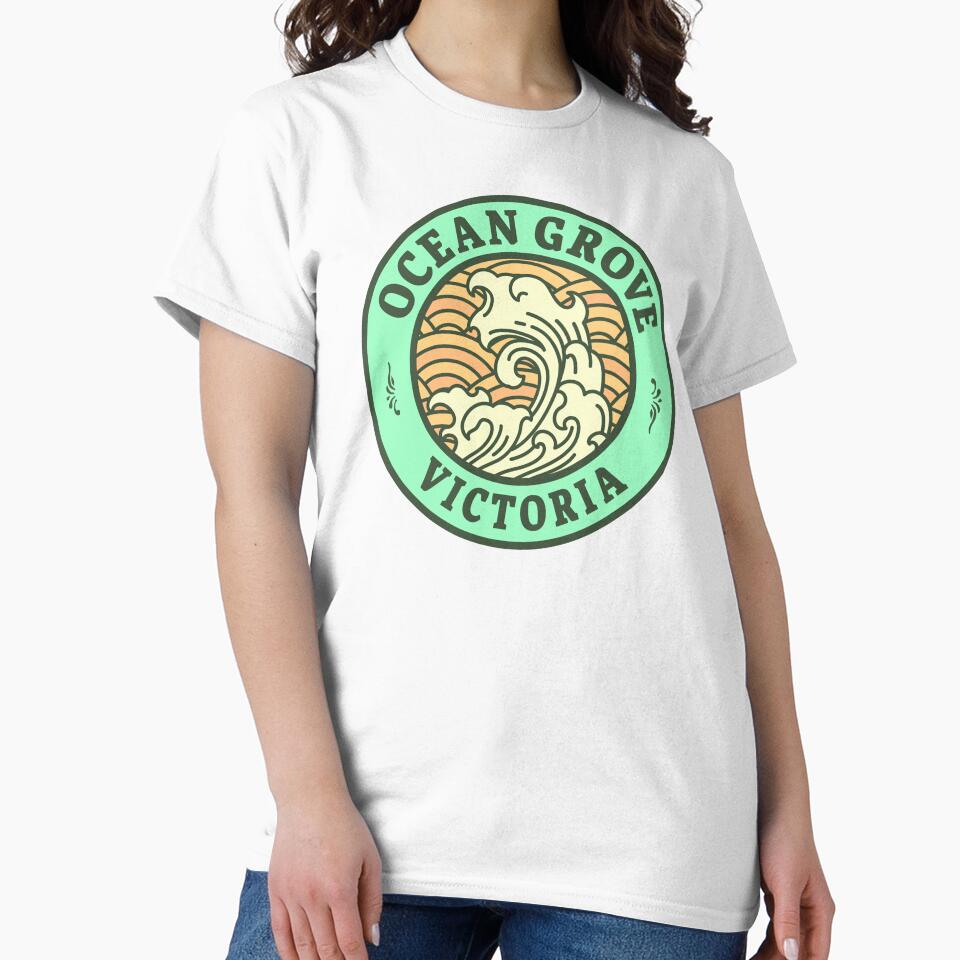 Ocean Grove Waves Retro Badge by modeoftravel