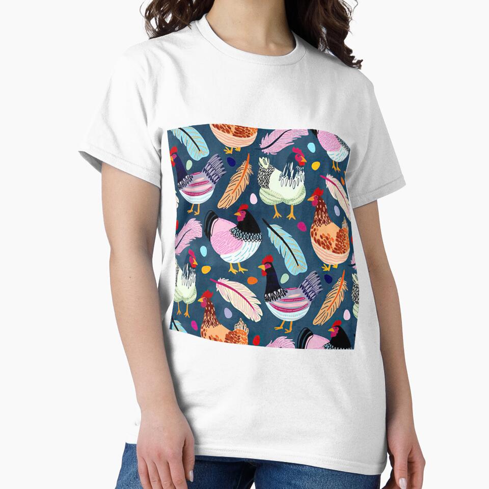 Colorful Chicken On Blue by Mnightsa