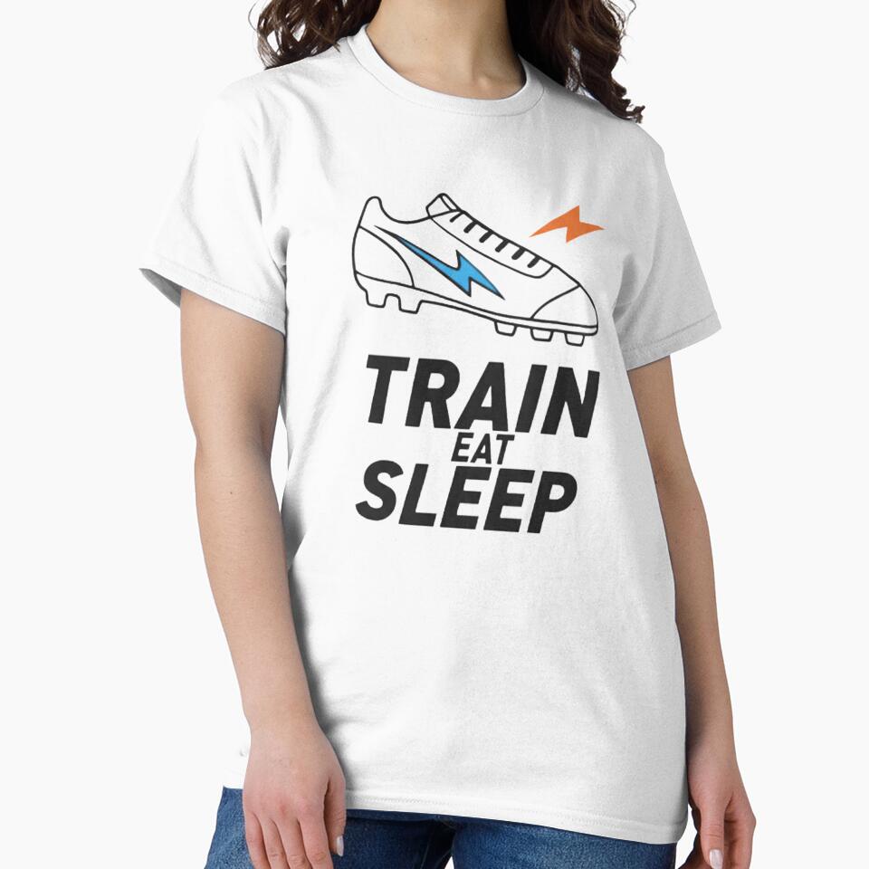 A football boot with the powerful motto Train Eat Sleep. by Rebel-Youth