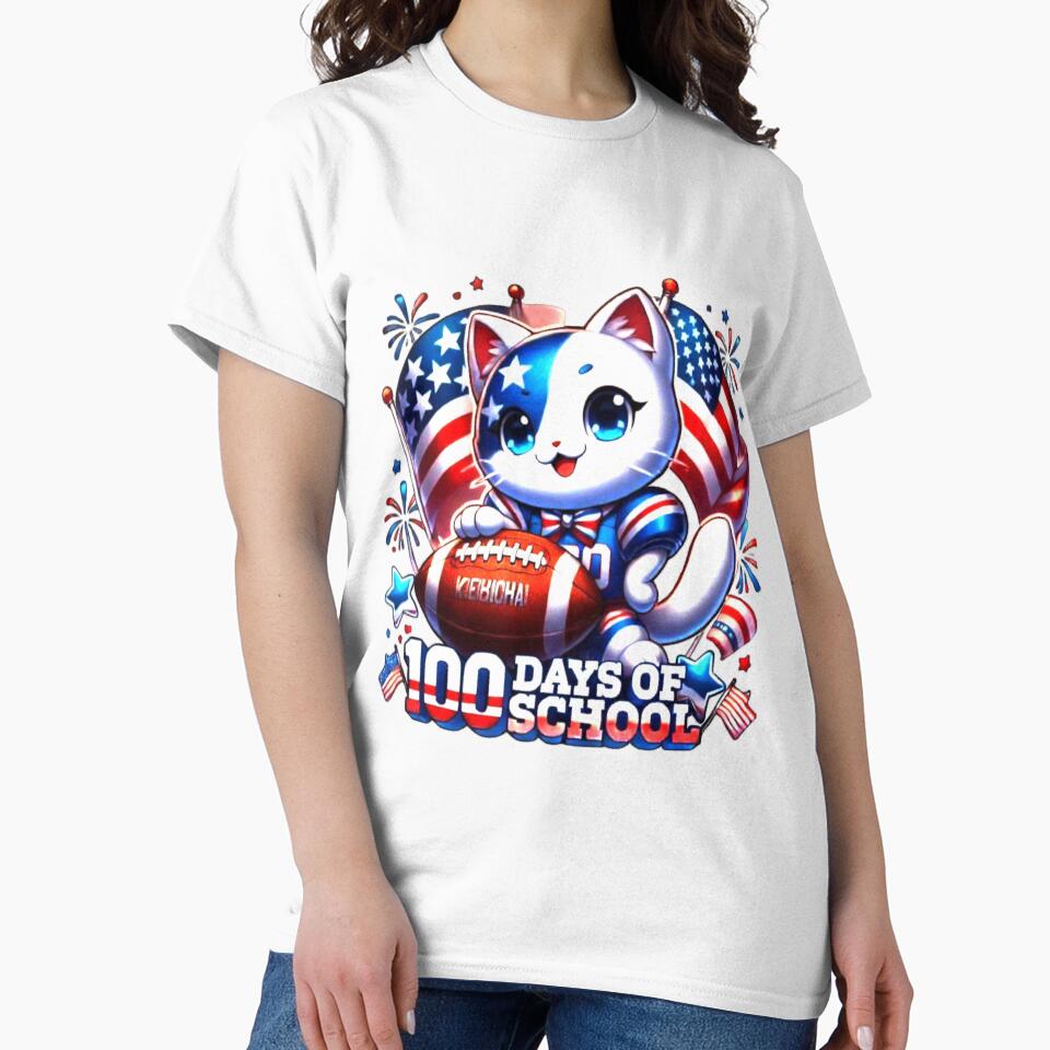 I Tackled 100 Days Of School 100th Day Anime Cat Football Player for Student Teacher by Creat-Des