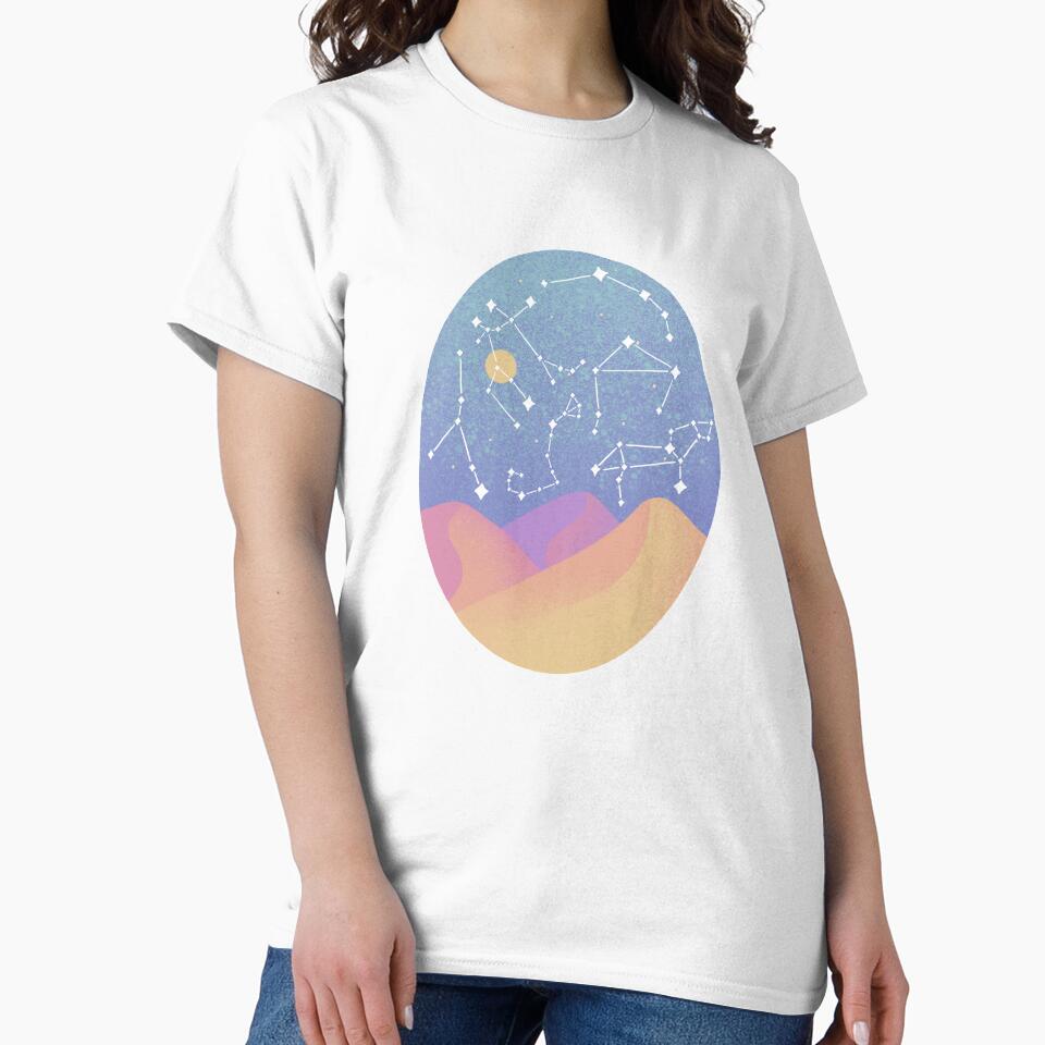 Ombre Cosmic Desert Night with Zodiac Constellations in the Sky by MiaDelelai
