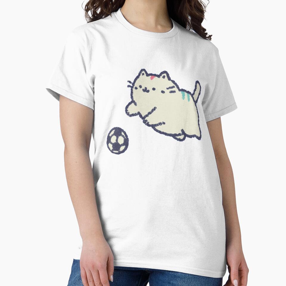 Soccer Football Cat, chubby crayon-style kawaii kitten by Magnificent Lizard