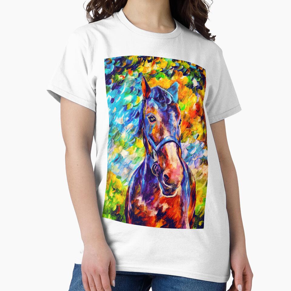 Colorful portrait of a friendly horse -  digital painting by NickoPrints