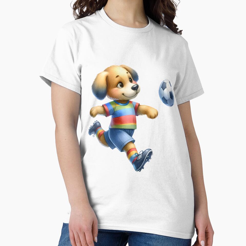 Dreamy Dribbler: Whimsical Dog Playing Soccer in Watercolor by KNAA