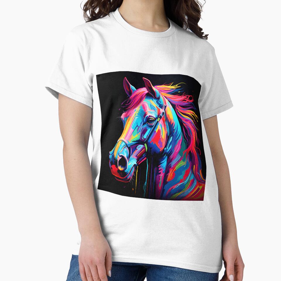 colorful neon horse print by dcrc