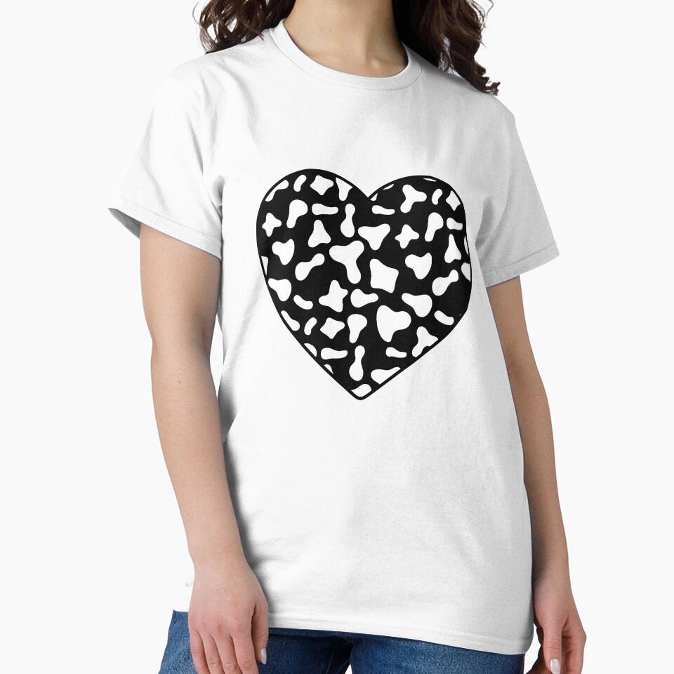 White Cow Pattern on Black Cowhide | Black Cow Skin Heart by Cow-Print-Stuff