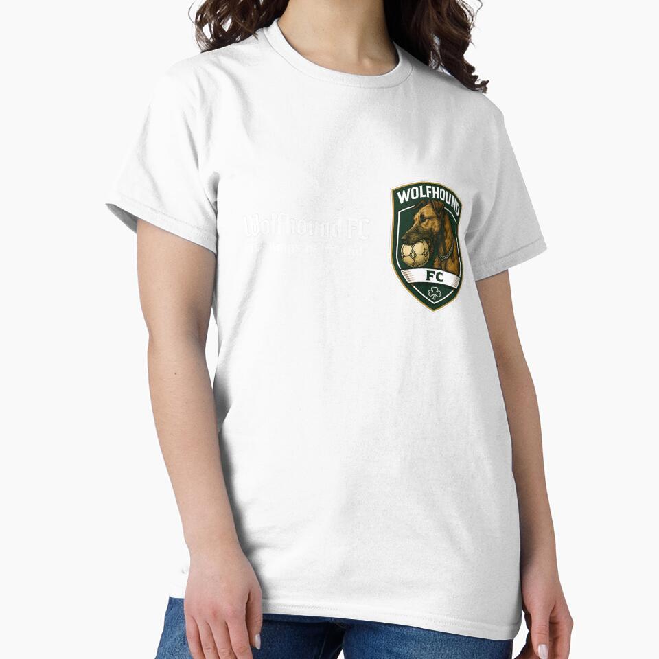 Wolfhound FC - Kings of Ireland - Irish Wolfhound with soccer ball in mouth - white font by Irish Wolfhound Central